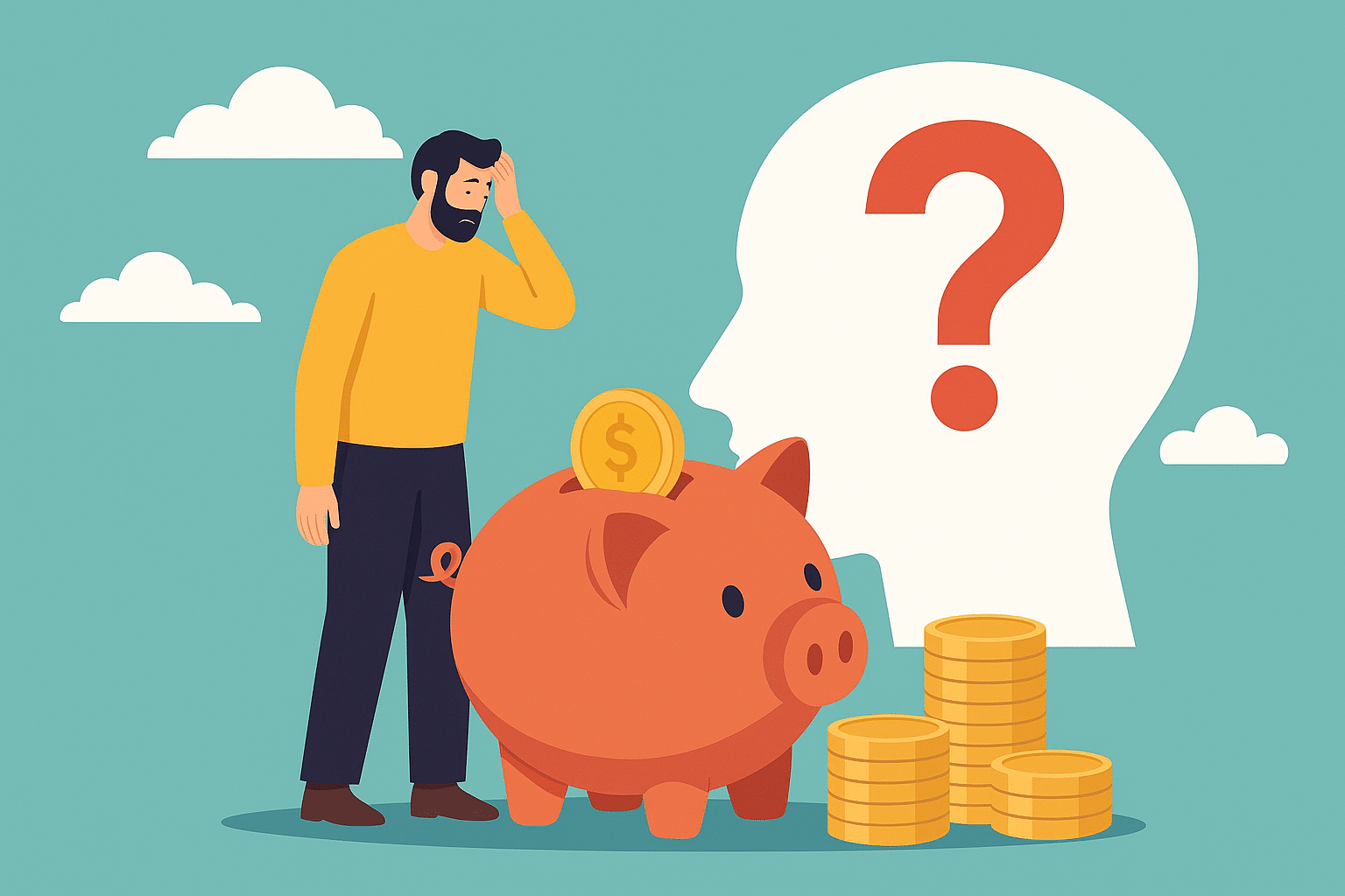 Illustration des 7 fausses croyances à surmonter en 2025 pour atteindre la liberté financière, avec des symboles de blocages mentaux et d’émancipation économique.