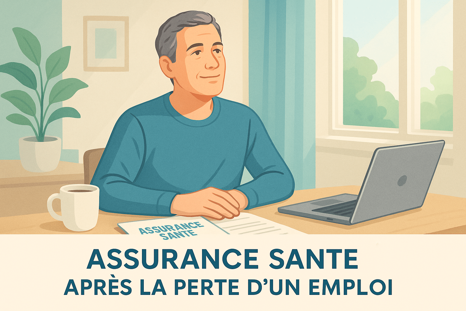 Homme consultant une assurance santé après départ emploi