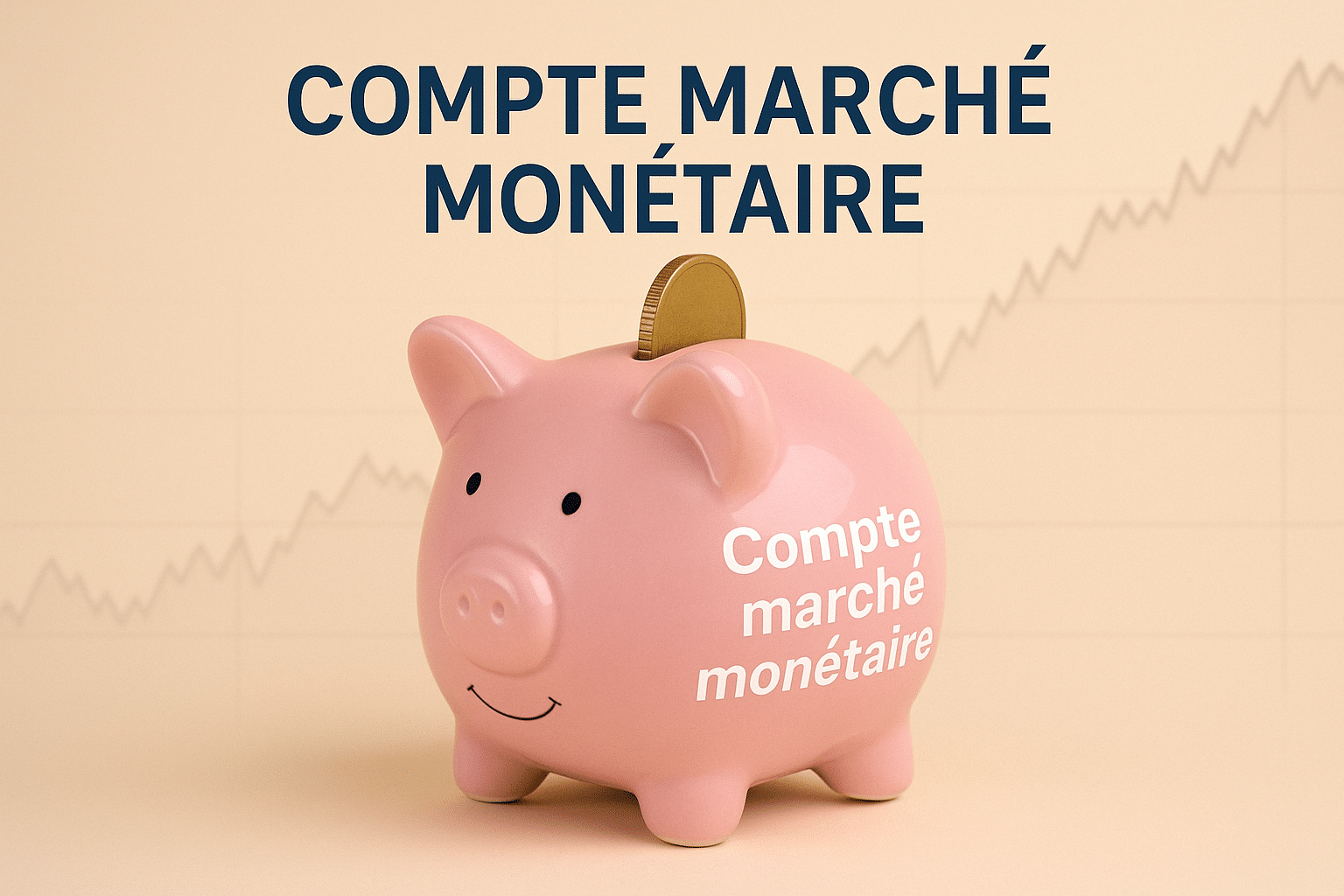 Tirelire rose avec inscription "compte marché monétaire" illustrant un placement sécurisé et rémunéré
