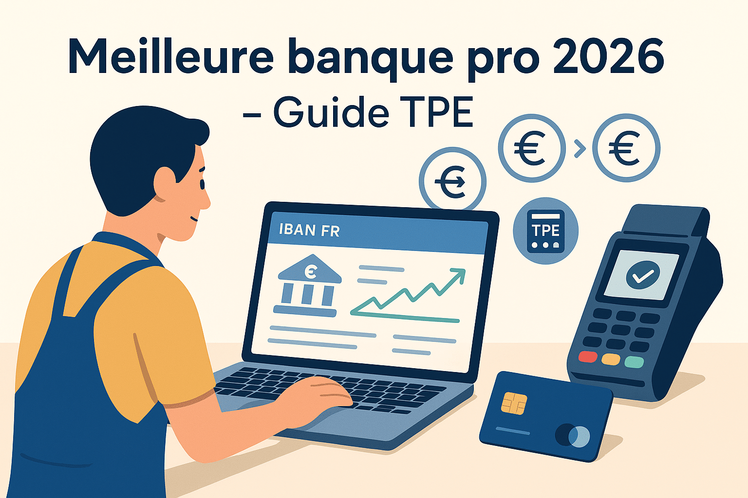 Meilleure banque pro 2026 : comparatif TPE, IBAN FR, virements instantanés et terminal de paiement pour encaissements rapides.